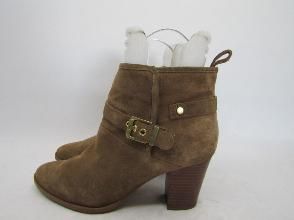 Franco Sarto Womens Size 10 M Brown Suede Zip Buckle Ankle Fashion Boots Booties